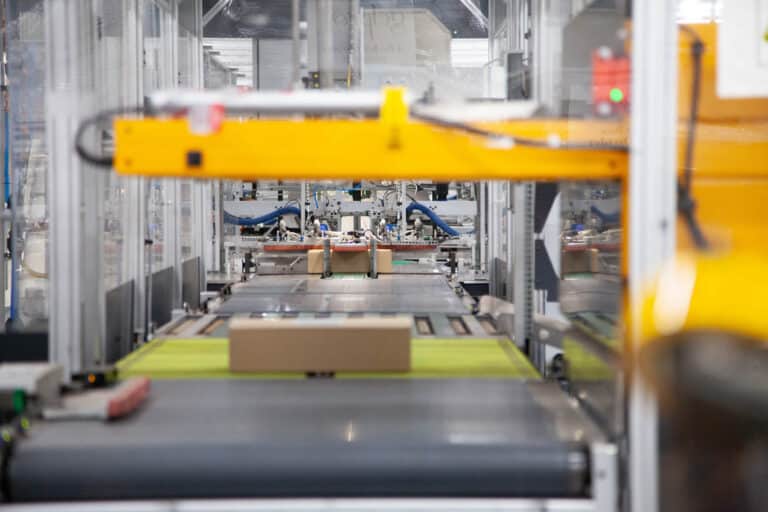 Label printing and packaging machine at Fulfilment Australia warehouse